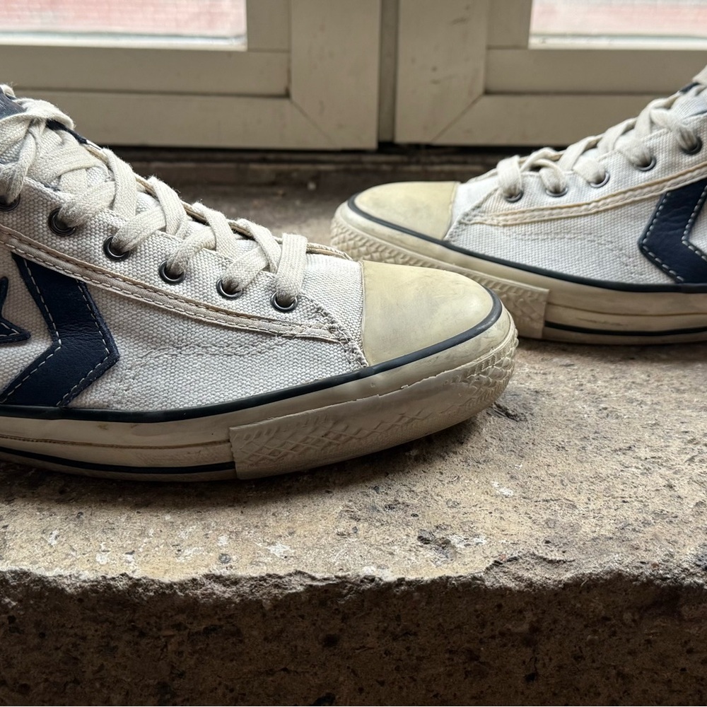 Converse x John Varvatos Low-Top Sneakers in Cream with Navy - Picture 2 of 8